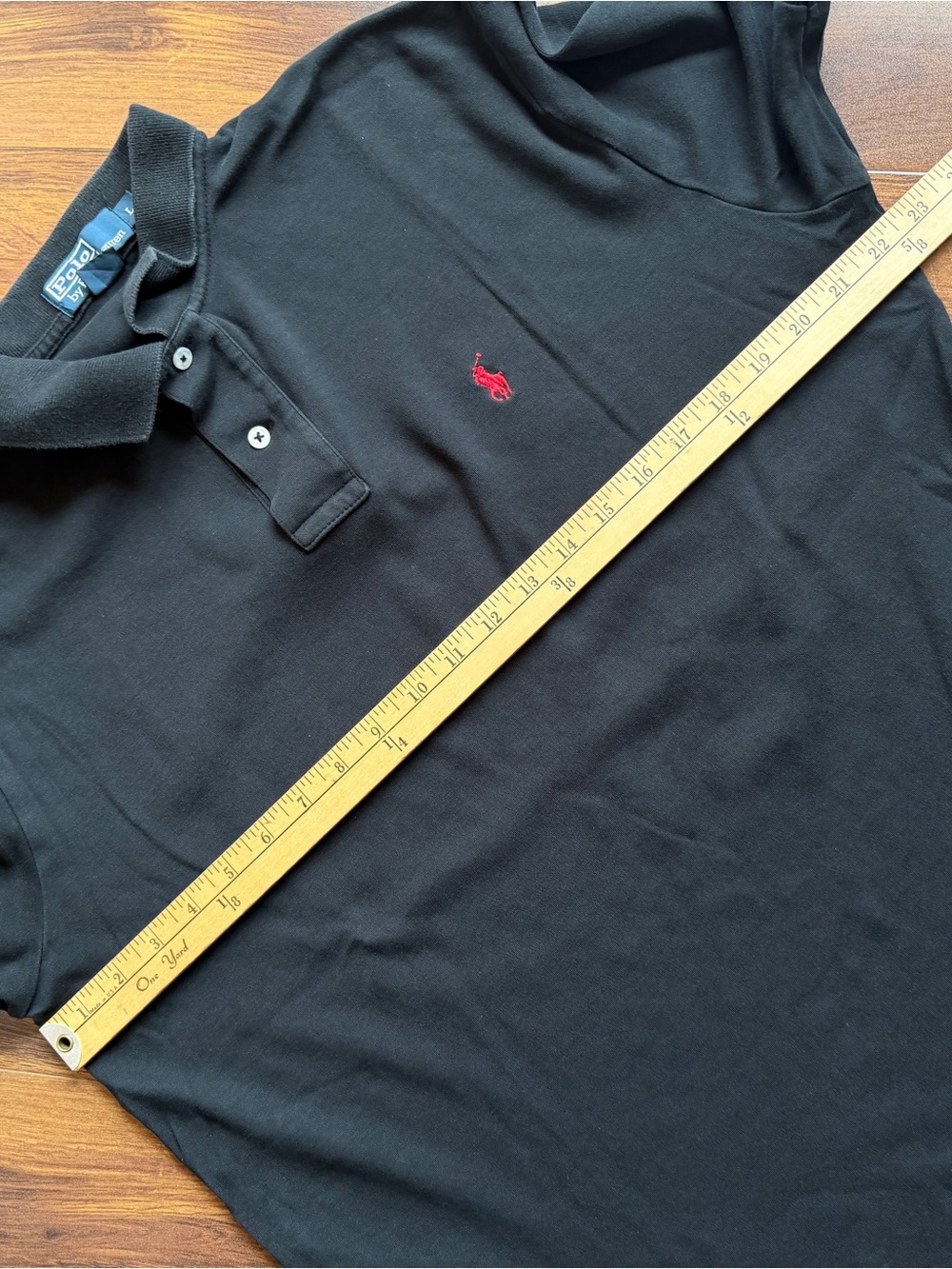 Polo Ralph Lauren Short Sleeve Polo Shirt Mens Black Large Red Pony - Picture 6 of 7